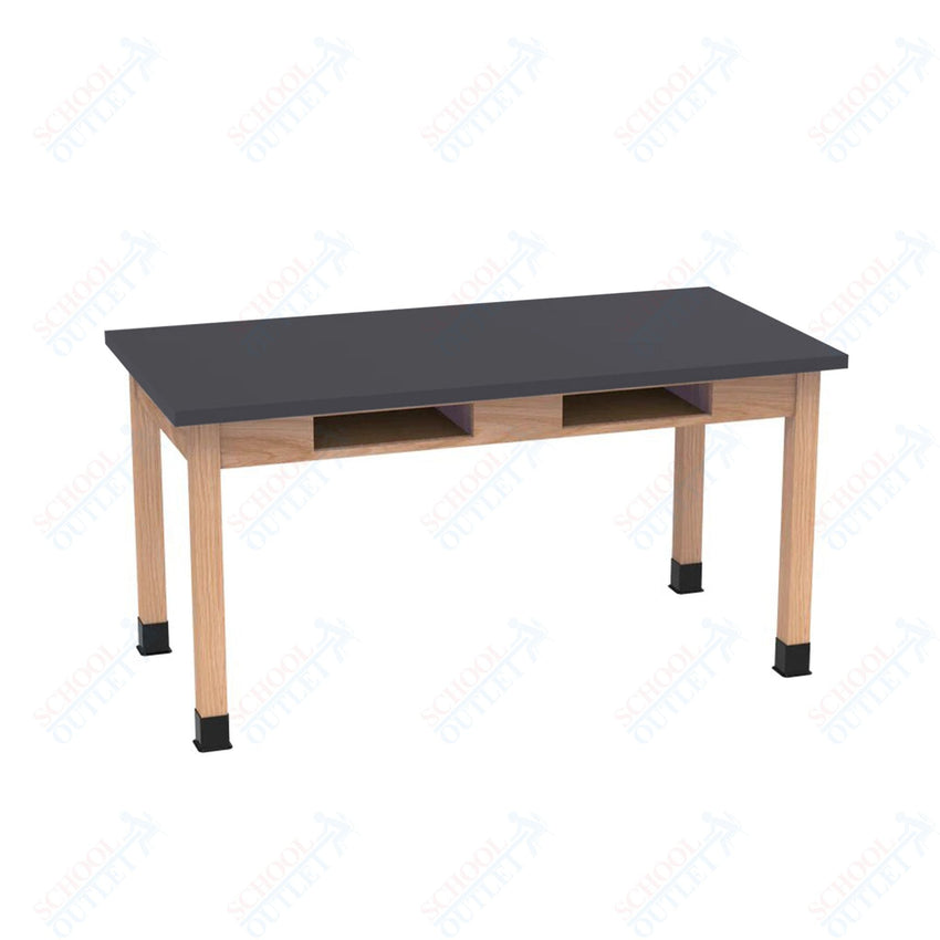 Diversified Woodcrafts Science Table w/ Book Compartment - 54" W x 30" D - Solid Oak Frame and Adjustable Glides - SchoolOutlet