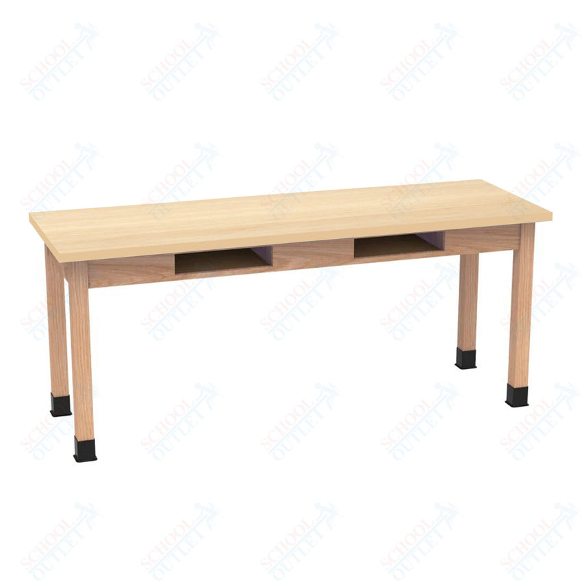 Diversified Woodcrafts Science Table w/ Book Compartment - 72" W x 42" D - Solid Oak Frame and Adjustable Glides - SchoolOutlet
