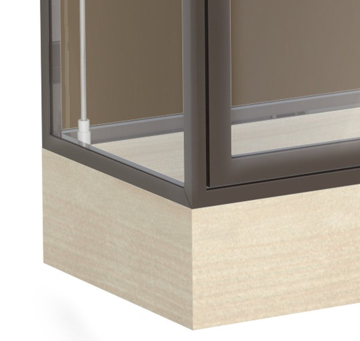 Ghent Edge Floor Display Case Lighted 6"H Laminate Base Finish, Aluminum Frame - 76"H x 24"W x 20"D (91LFXX)