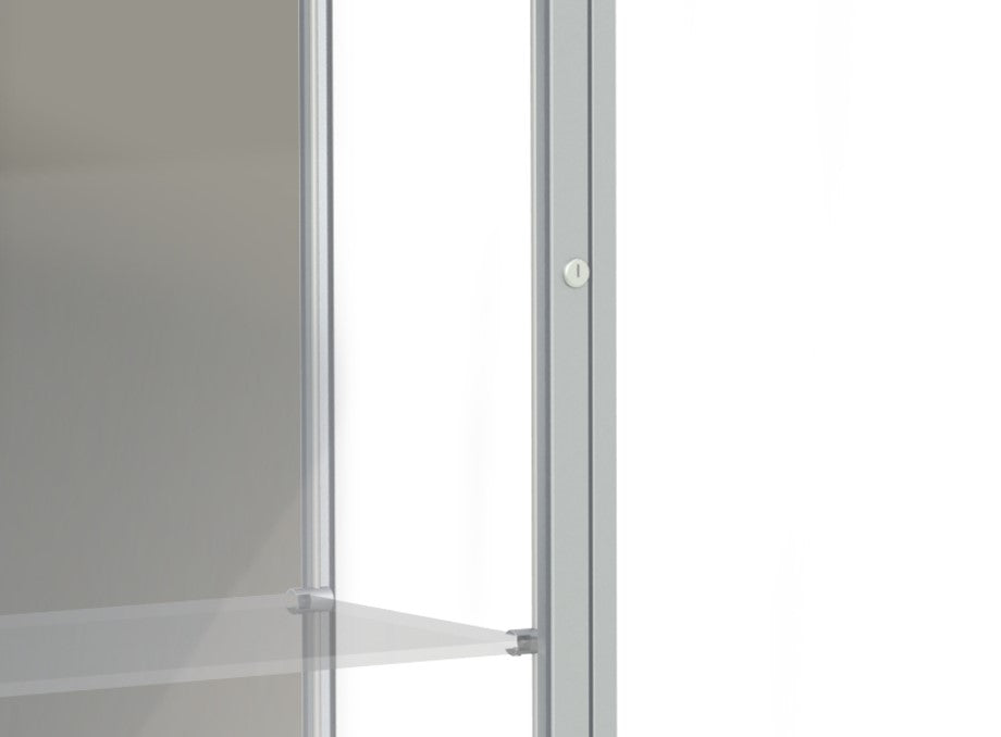 Ghent Edge Floor Display Case Lighted 12"H Laminate Base Finish, Aluminum Frame - 76"H x 24"W x 20"D (93LFXX)