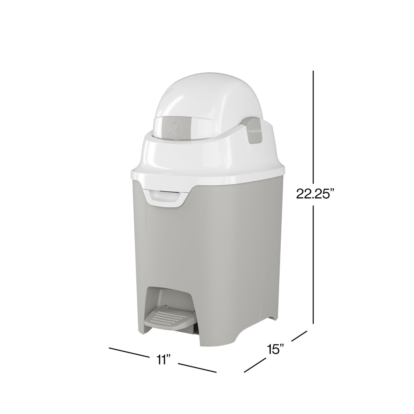 Foundations - Premium Hands-Free Small Diaper Pail- Gray (FOU-9620057)