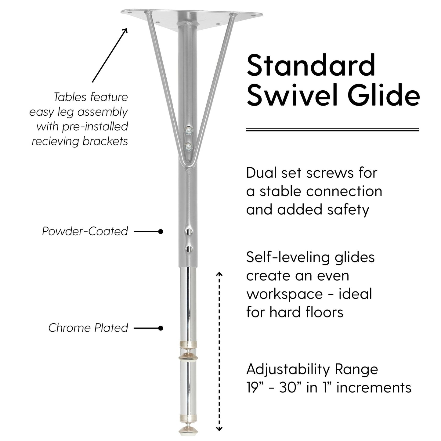 FDP 24" x 60" Rectangle T - Molding Activity Table with Adjustable Standard Swivel Glide Legs (FDP - 10011 - XX) - SchoolOutlet