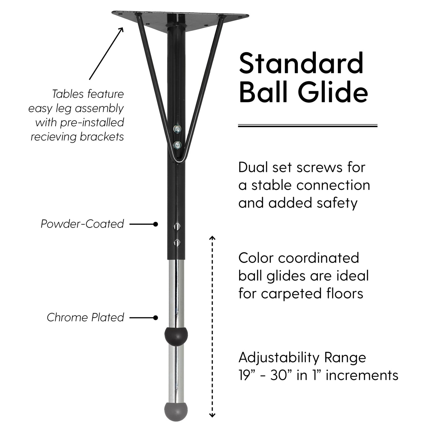 FDP 24" x 72" Rectangle T - Molding Activity Table with Adjustable Standard Ball Glide Legs (FDP - 10016 - XX) - SchoolOutlet