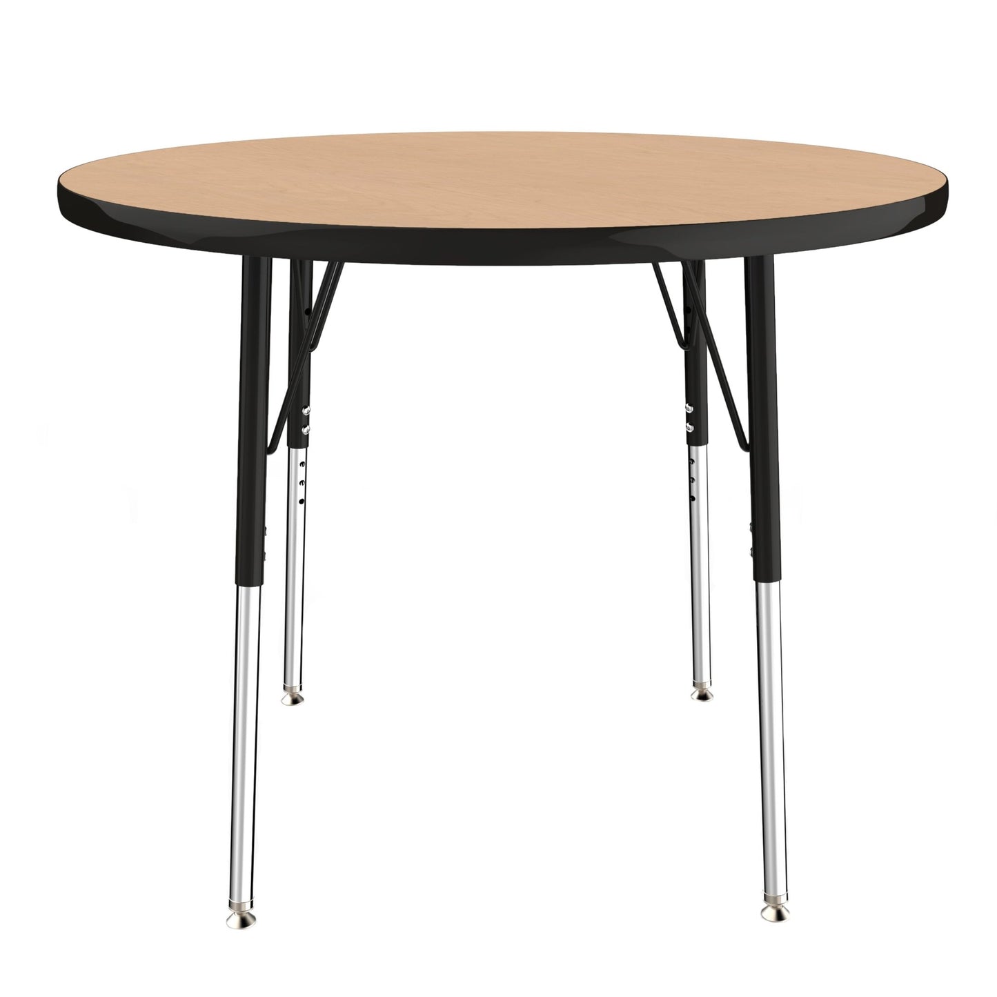 FDP 36" Round Thermofused Activity Table with Adjustable Standard Swivel Glide Legs - Maple Top / Black Edge (FDP - 10119 - MPBK) - SchoolOutlet