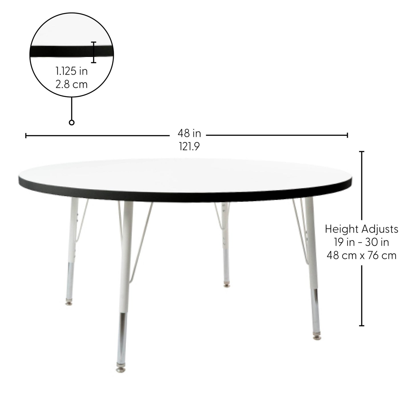 FDP 48" Round Thermofused Activity Table with Adjustable Standard Swivel Glide Legs (FDP - 10120 - XX) - SchoolOutlet