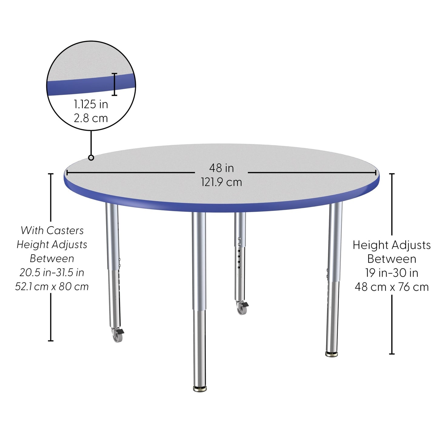 FDP 48" Round Thermofused Activity Table with Adjustable Super Legs (FDP - 10140 - XX) - SchoolOutlet