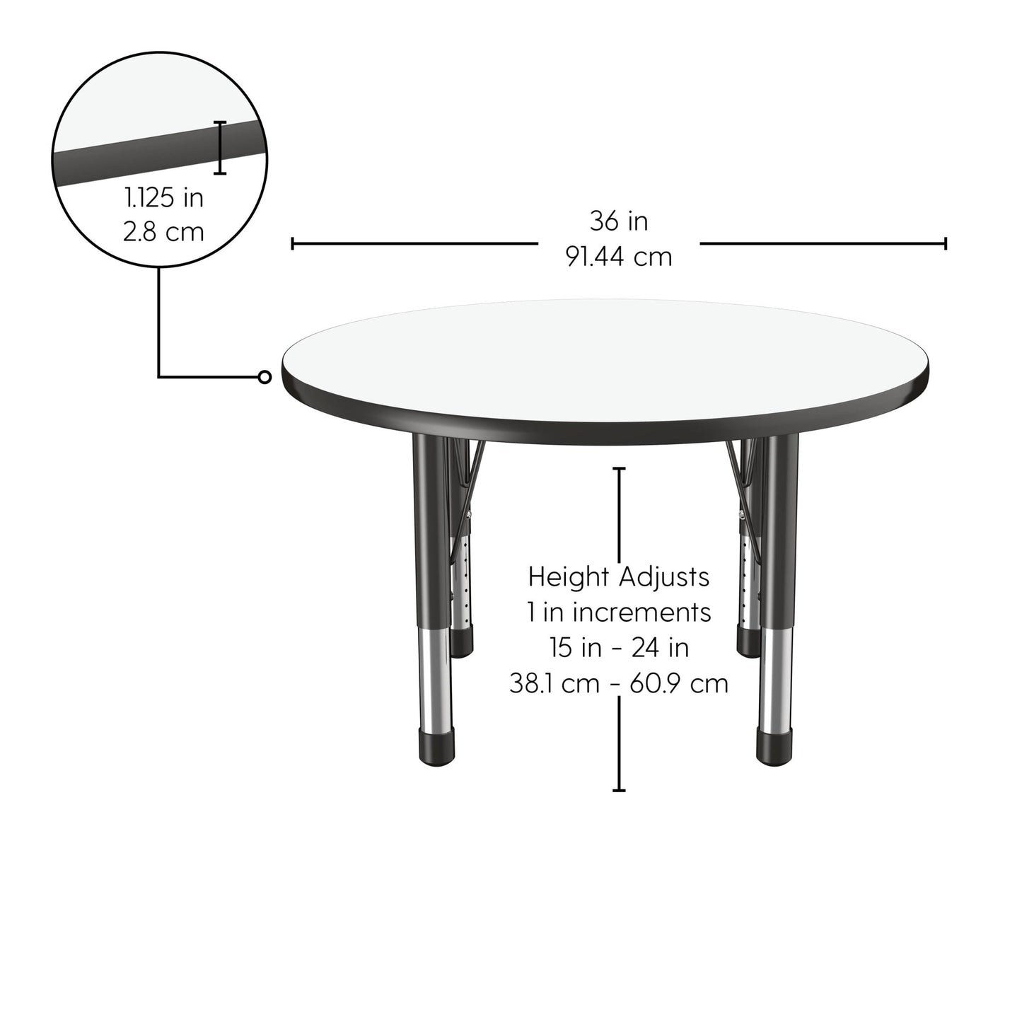 FDP 36" Round Dry - Erase Activity Table with Adjustable Chunky Legs (FDP - 10194 - XX) - SchoolOutlet
