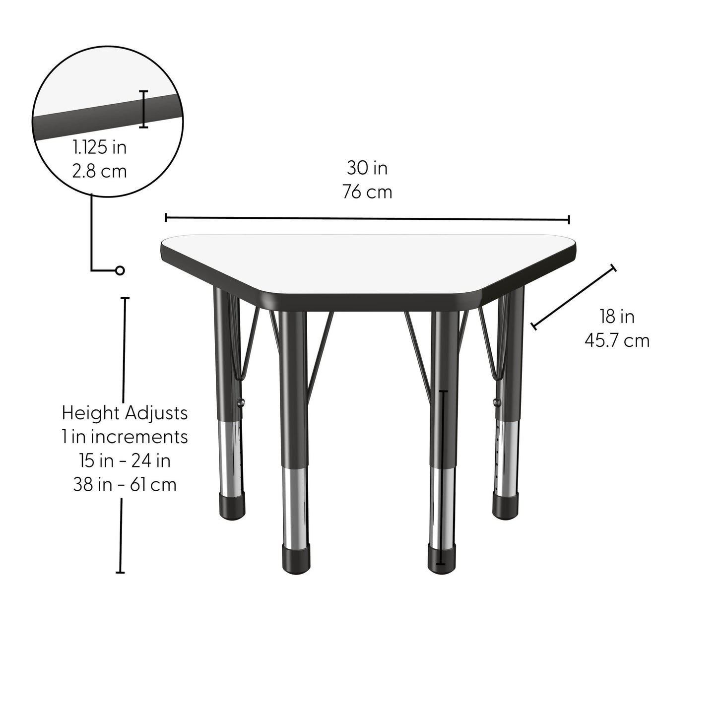 FDP 18" x 30" Trapezoid Dry - Erase Activity Table with Adjustable Chunky Legs (FDP - 10217 - XX) - SchoolOutlet