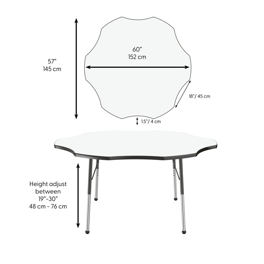 FDP 60" x 60" Flower Dry - Erase Activity Table with Adjustable Standard Ball Glide Legs (FDP - 10242 - XX) - SchoolOutlet