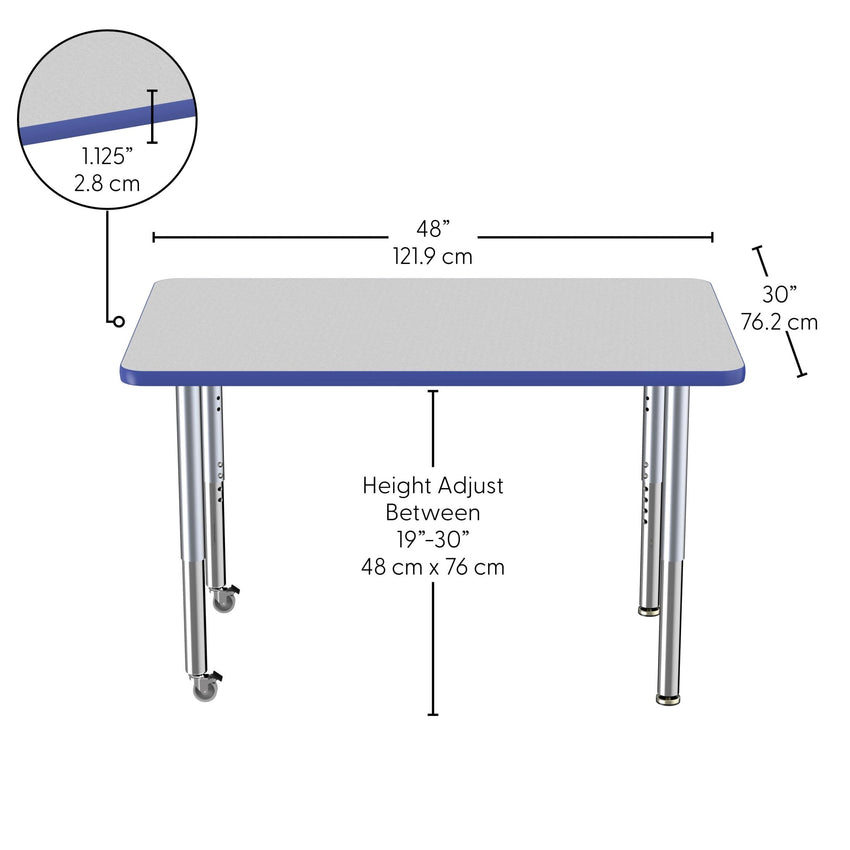 FDP 30" x 48" Rectangle Thermofused Activity Table with Adjustable Super Legs (FDP - 12068 - XX) - SchoolOutlet