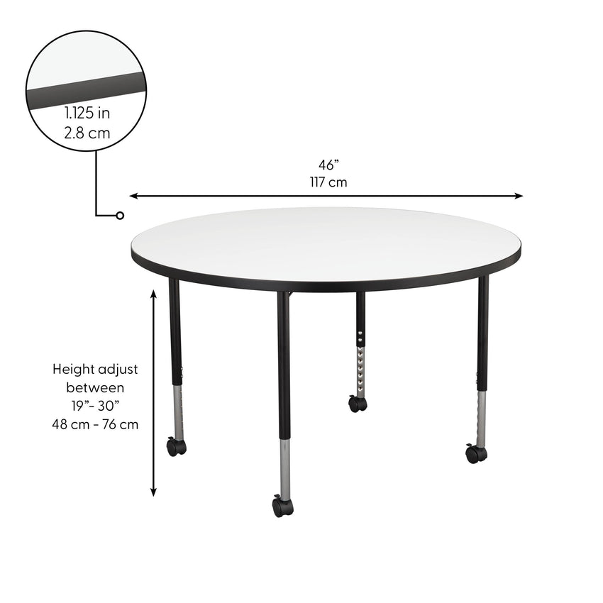 FDP 46" Round Collaborative Dry - Erase Activity Table with Adjustable Mobile Legs (FDP - 12222 - XX) - SchoolOutlet