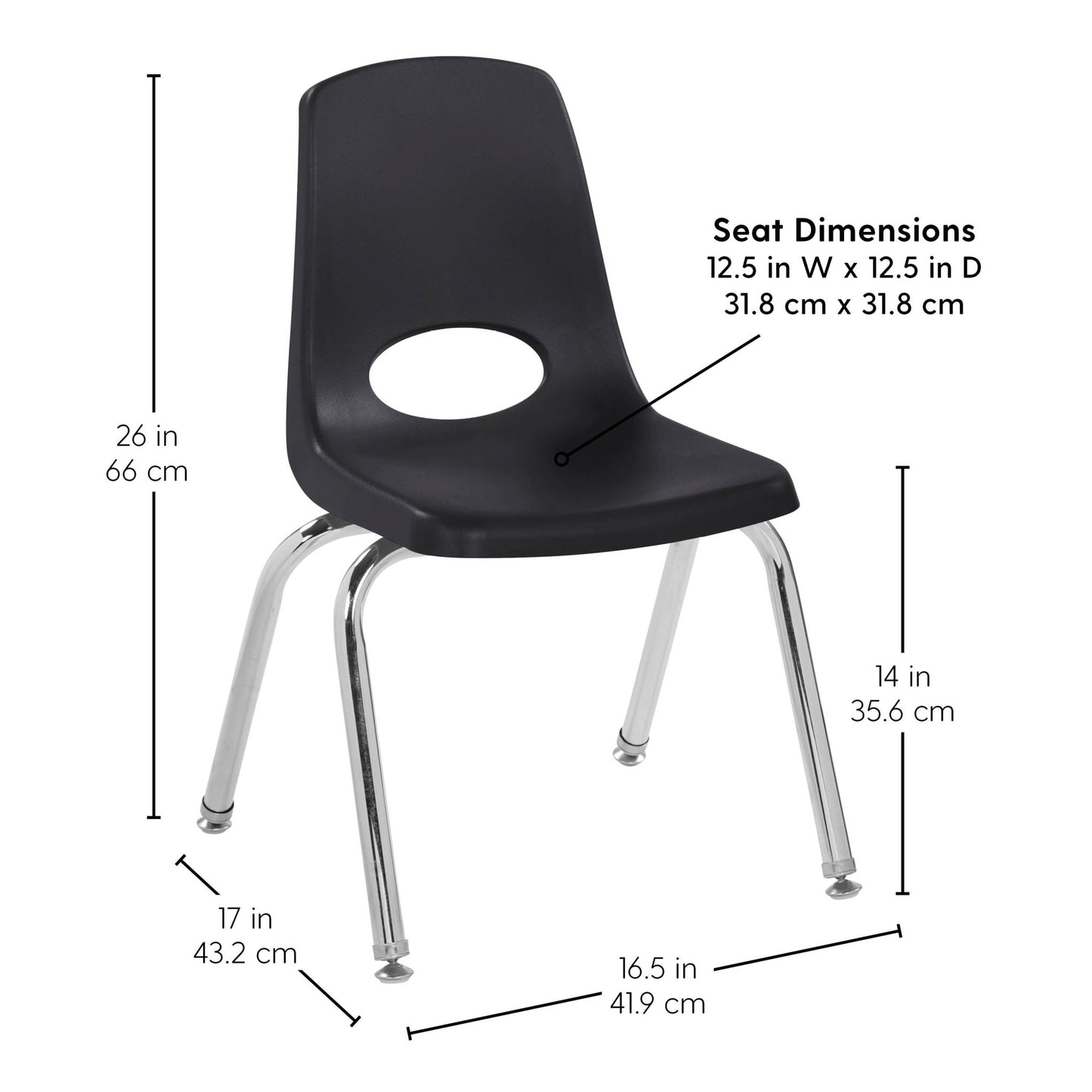 FDP Stackable School Chair with Swivel Glides - 14" Seat Height (FDP - 13048) - SchoolOutlet