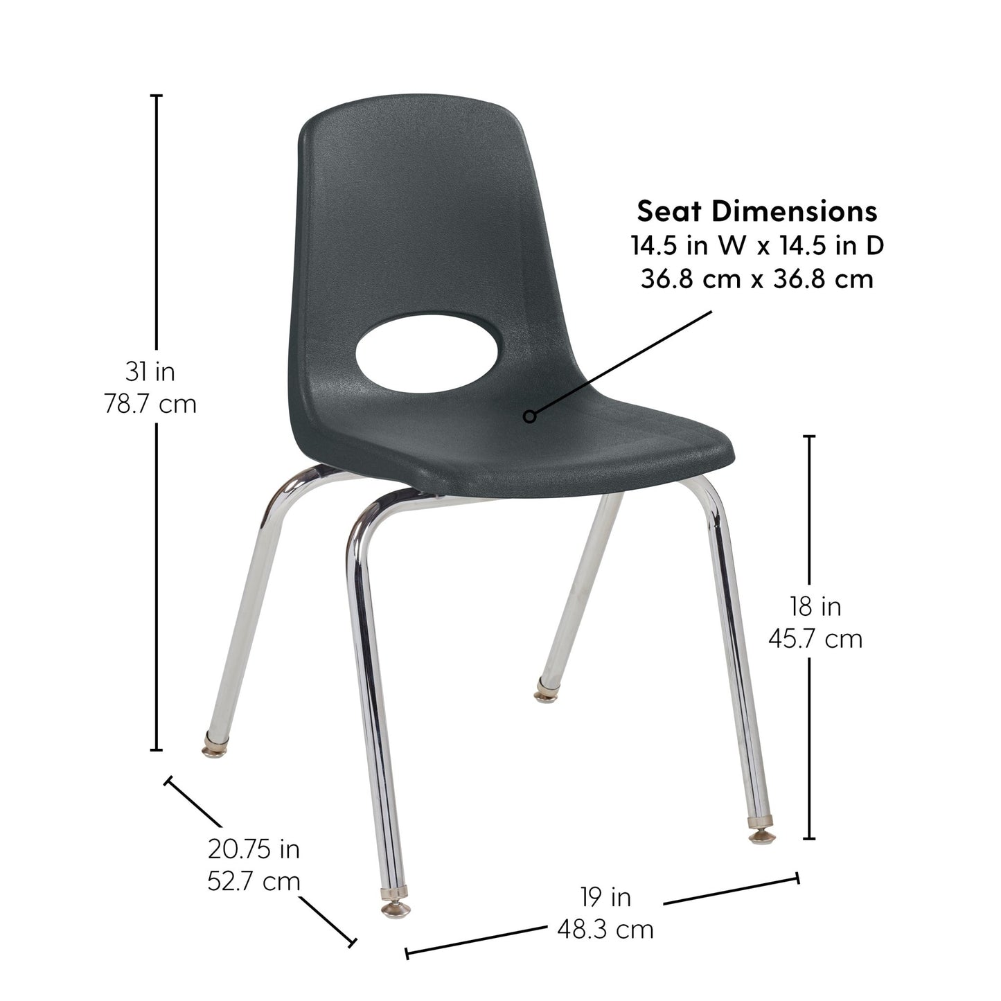 FDP Stackable School Chair with Swivel Glides - 18" Seat Height (FDP - 13050) - SchoolOutlet