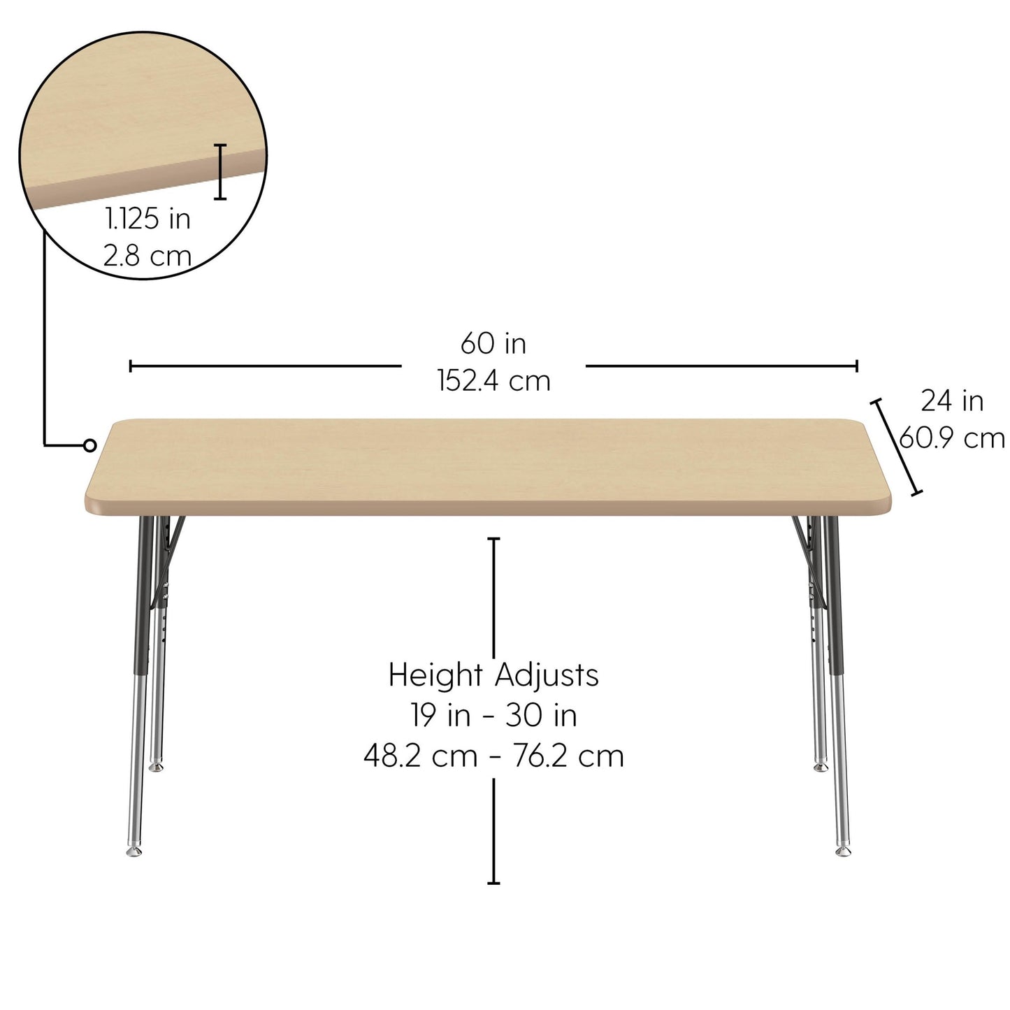 FDP 24" x 60" Rectangle La Madera Activity Table with Standard Legs (FDP - 13106 - XX) - SchoolOutlet
