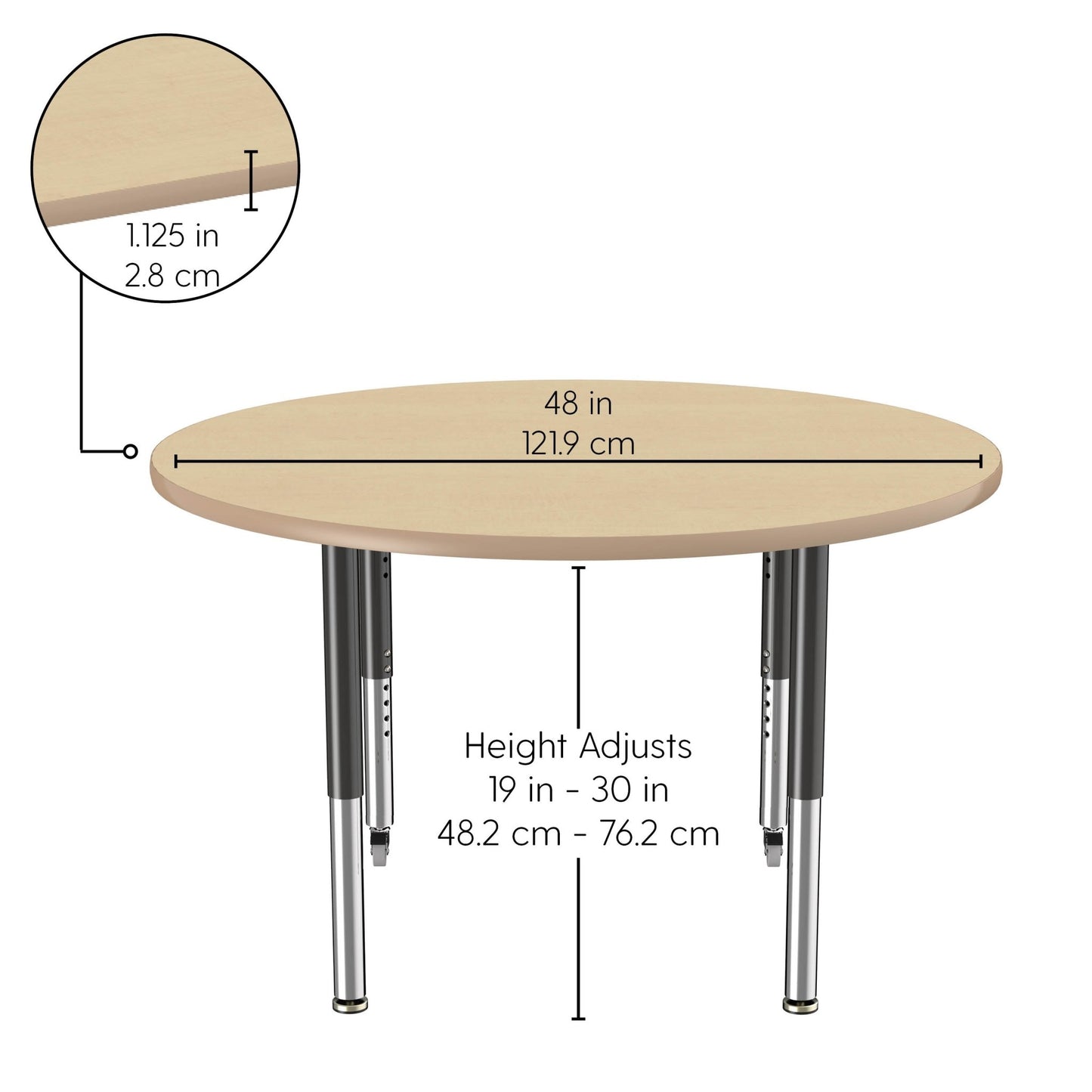 FDP 48" Round La Madera Activity Table with Adjustable Super Legs (FDP - 13130 - XX) - SchoolOutlet