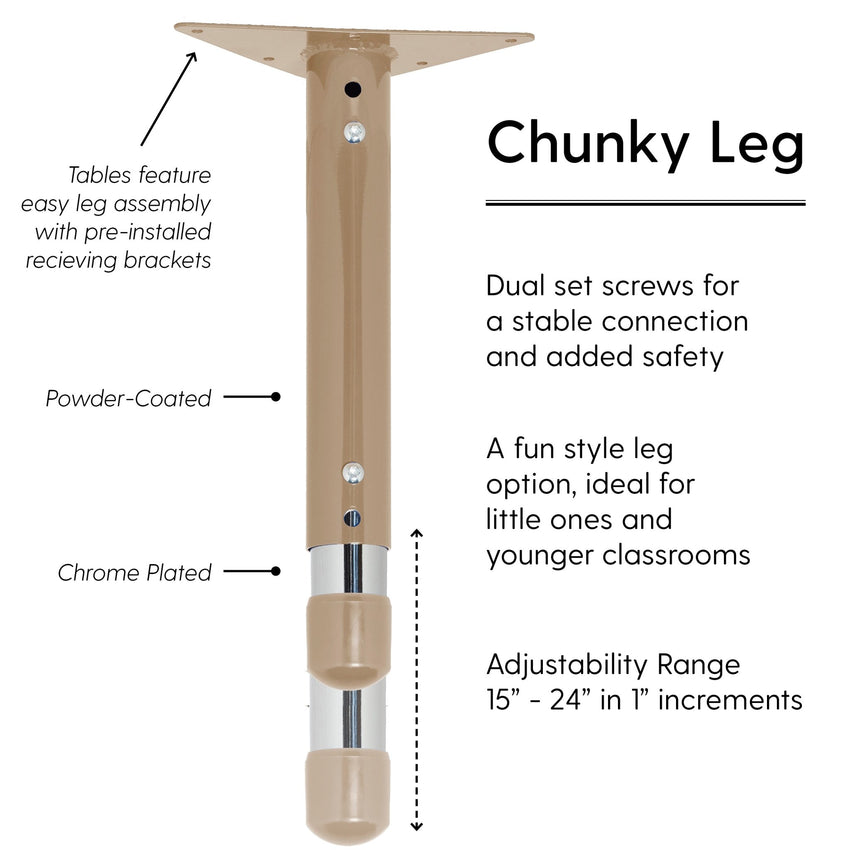FDP 36" x 72" Rectangle Thermofused Activity Table with Adjustable Chunky Legs - Asian Sand / Sand (FDP - 13319 - XX) - SchoolOutlet