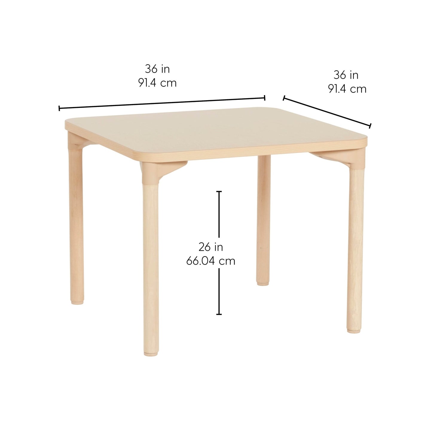 FDP 36" x 36" Square All - Purpose Activity Table with 26" Wood Legs (FDP - 14311 - MPMG) - SchoolOutlet