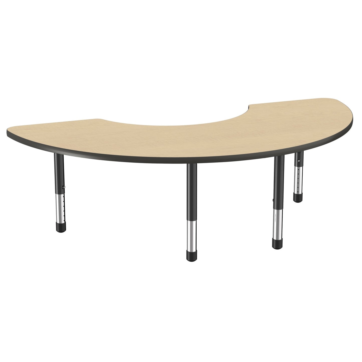 FDP 36" x 72" Half Moon Thermofused Activity Table with Adjustable Chunky Legs (FDP - 14785 - XX) - SchoolOutlet
