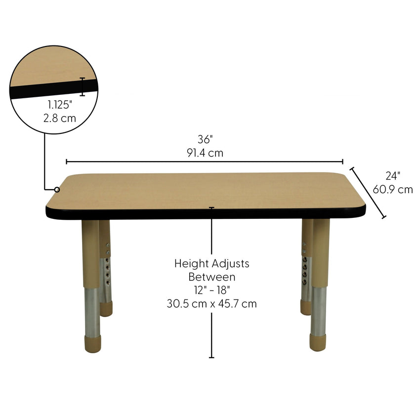 FDP 24" x 36" Rectangle T - Molding Activity Table with Adjustable Tiny Tot Legs (FDP - 14891 - XX) - SchoolOutlet