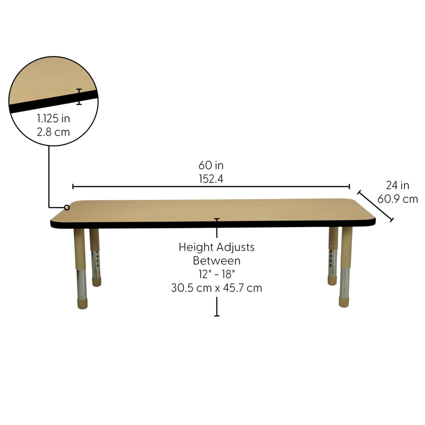 FDP 24" x 60" Rectangle T - Molding Activity Table with Adjustable Tiny Tot Legs (FDP - 14893 - XX) - SchoolOutlet