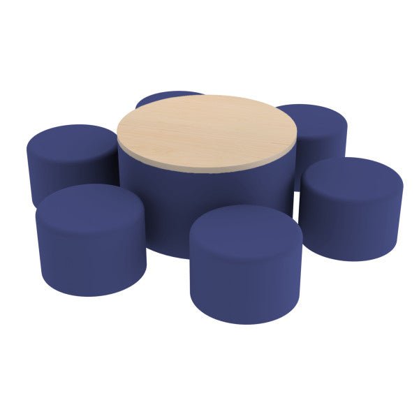 FDP Pro Series 30" Round Ottoman Table with Round 12" H Seating, 7 - Piece Set (15111 - XXXX) - SchoolOutlet