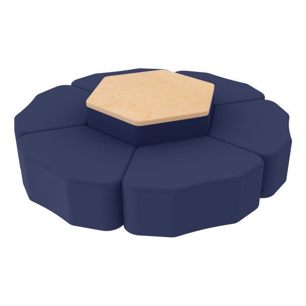 FDP Pro Series Hexagon Ottoman Table with Petal 12" H Seating, 7 - Piece Set (15113 - XXXX) - SchoolOutlet