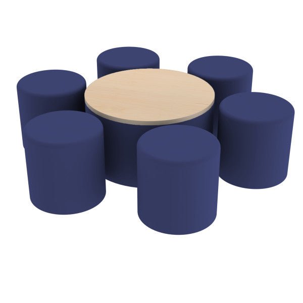 FDP Pro Series 30" Round Ottoman Table with Round 18" H Seating, 7 - Piece Set (15115 - XXXX) - SchoolOutlet
