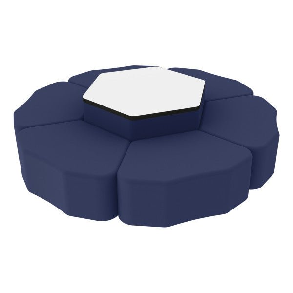 FDP Pro Series Dry - Erase Hexagon Ottoman Table with Petal 12" H Seating, 7 - Piece Set (15120 - XXXX) - SchoolOutlet