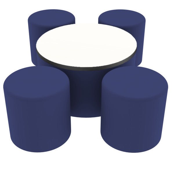 FDP Pro Series Dry - Erase 30" Round Ottoman Table with Round 18" H Seating, 5 - Piece Set (15121 - XXXX) - SchoolOutlet