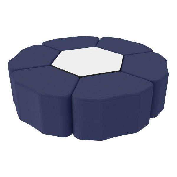 FDP Pro Series Dry - Erase Hexagon Ottoman Table with Petal 18" Height Seating, 7 - Piece Set (15124 - XXXX) - SchoolOutlet