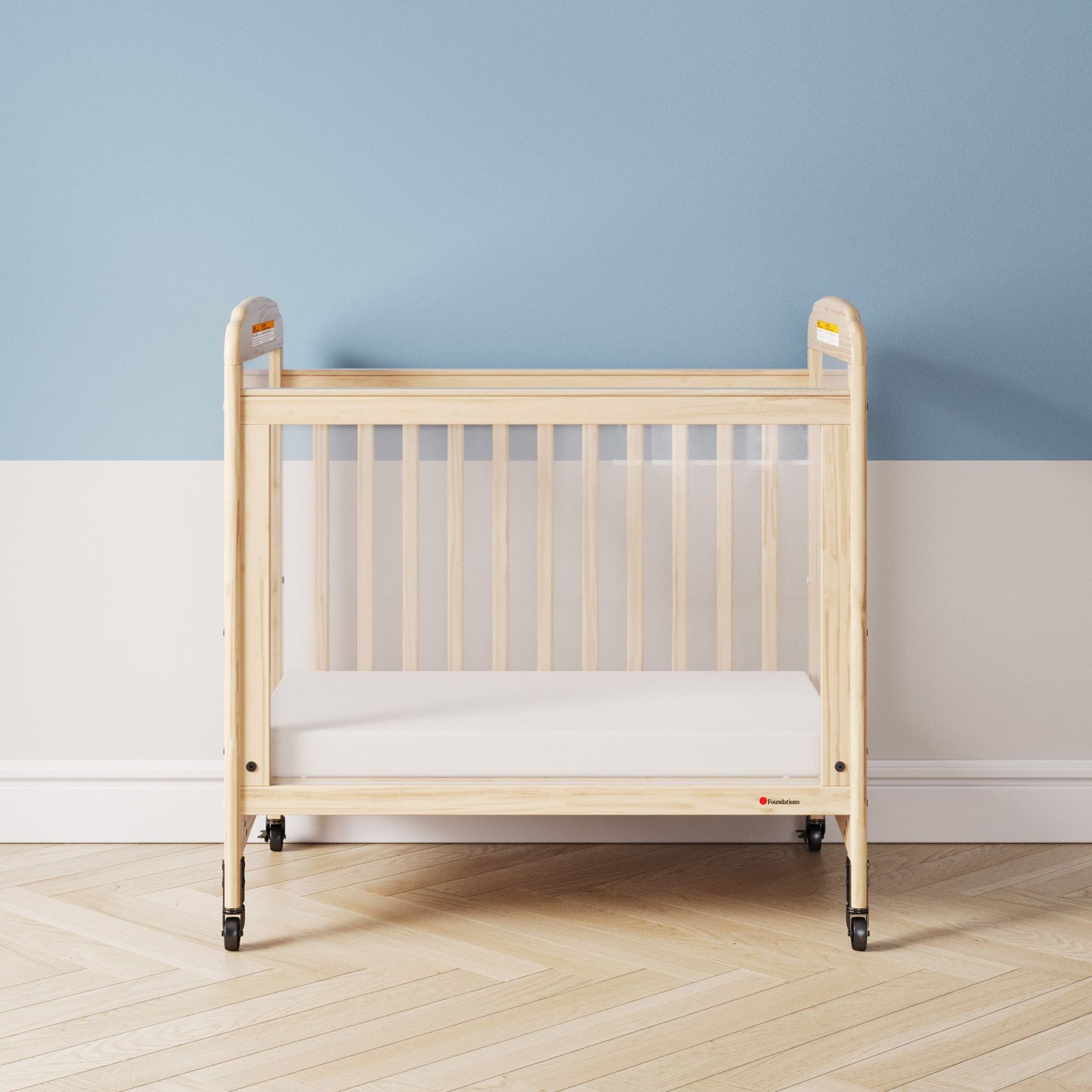 Foundations - Next Gen Serenity SafeReach Side Gate Compact Crib - Clearview (Both Ends) Natural (FOU-2538040)