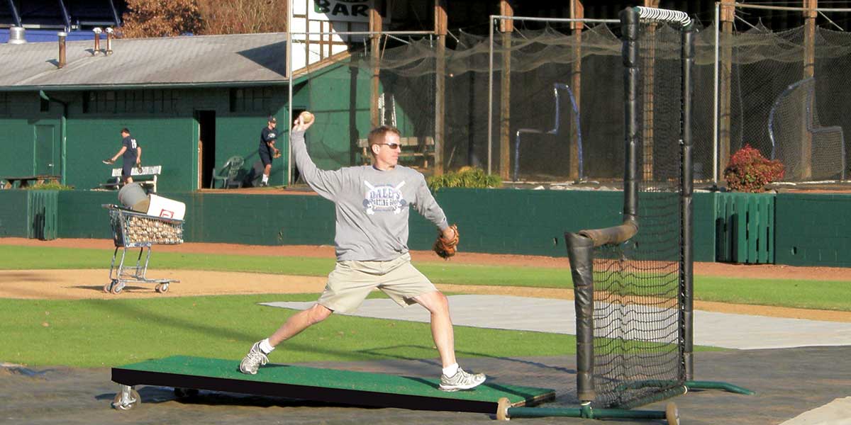 Fisher Athletic Batting Practice Platform Mound with Wheels Artificial Turf Surface (FIS - 70006) - SchoolOutlet
