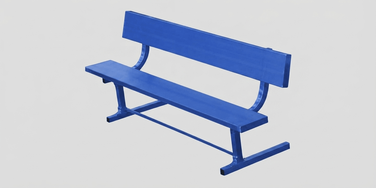 Fisher Aluminum Team Bench with Backrest 7.5' Powder Coated Non-Skid Planks (FIS-AB75BPC) - SchoolOutlet