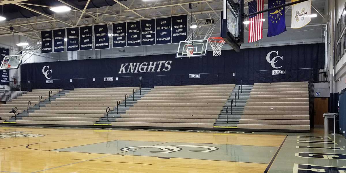 Fisher Gym Divider Curtain Vinyl Coated Nylon Mesh with Reinforced Borders (FIS - GDC9) - SchoolOutlet