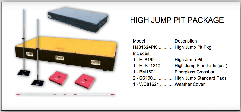Fisher High Jump Pit Package with Standards Crossbar Pads and Weather Cover (FIS - HJ81624PK) - SchoolOutlet