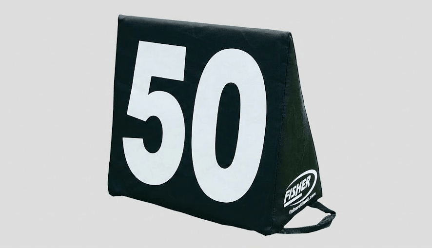 Fisher Solid Sideline Marker Set of 11 with 12 in Numerals White on Black (FIS - SLMTBK) - SchoolOutlet