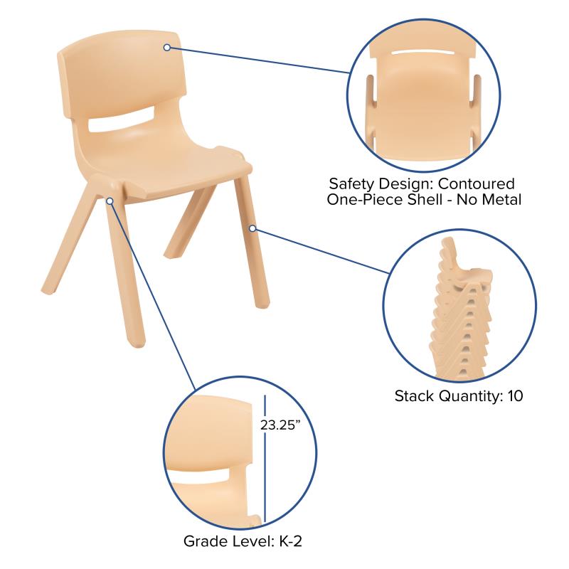 Whitney 4 Pack Plastic Stackable School Chair with 13.25'' Seat Height - SchoolOutlet