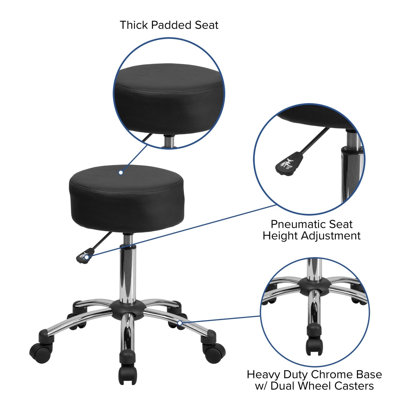 Rhonda Medical Ergonomic Stool with Chrome Base by Flash Furniture - SchoolOutlet