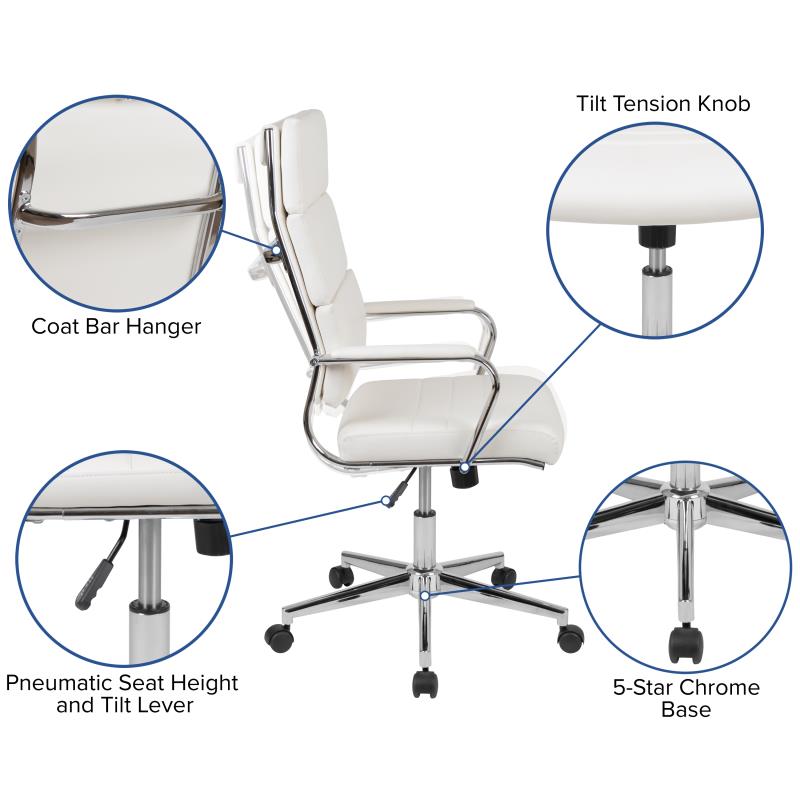 Flash Furniture Hansel High Back LeatherSoft Contemporary Panel Executive Swivel Office Chair (BT - 20595H - 2 - XX - GG) - SchoolOutlet