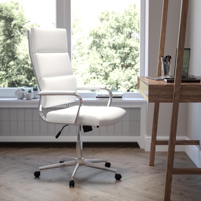 Flash Furniture Hansel High Back LeatherSoft Contemporary Panel Executive Swivel Office Chair (BT - 20595H - 2 - XX - GG) - SchoolOutlet