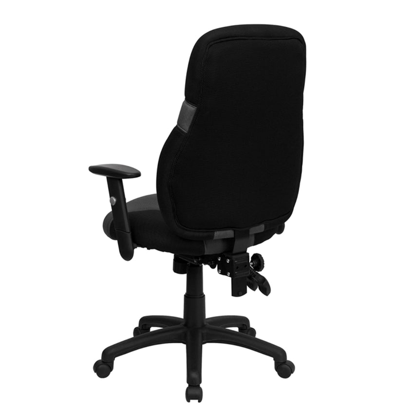 Abbott Swivel Task Office Chair with Adjustable Arms, High Black Back Ergonomic and Gray Mesh by Flash Furniture - SchoolOutlet