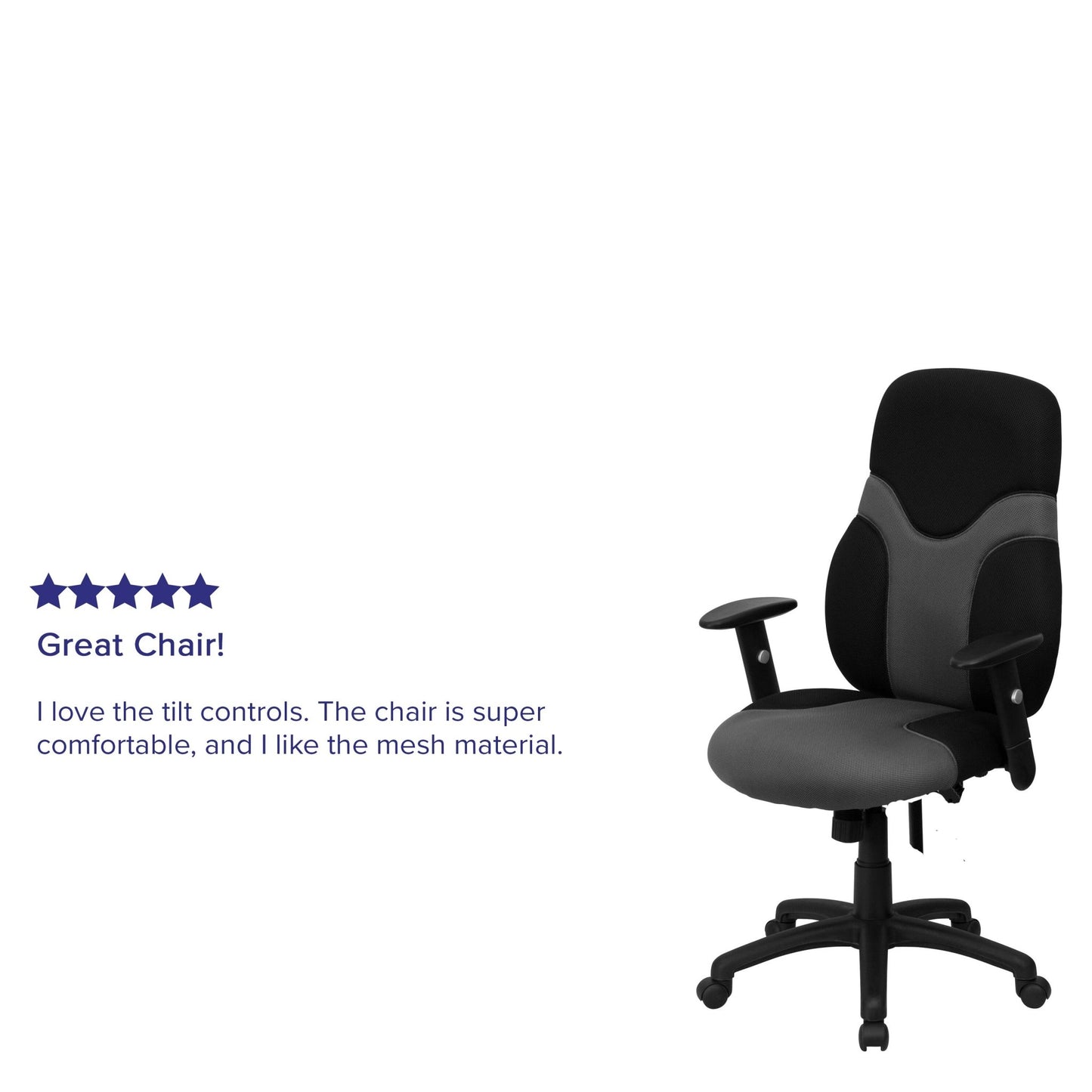 Abbott Swivel Task Office Chair with Adjustable Arms, High Black Back Ergonomic and Gray Mesh by Flash Furniture - SchoolOutlet