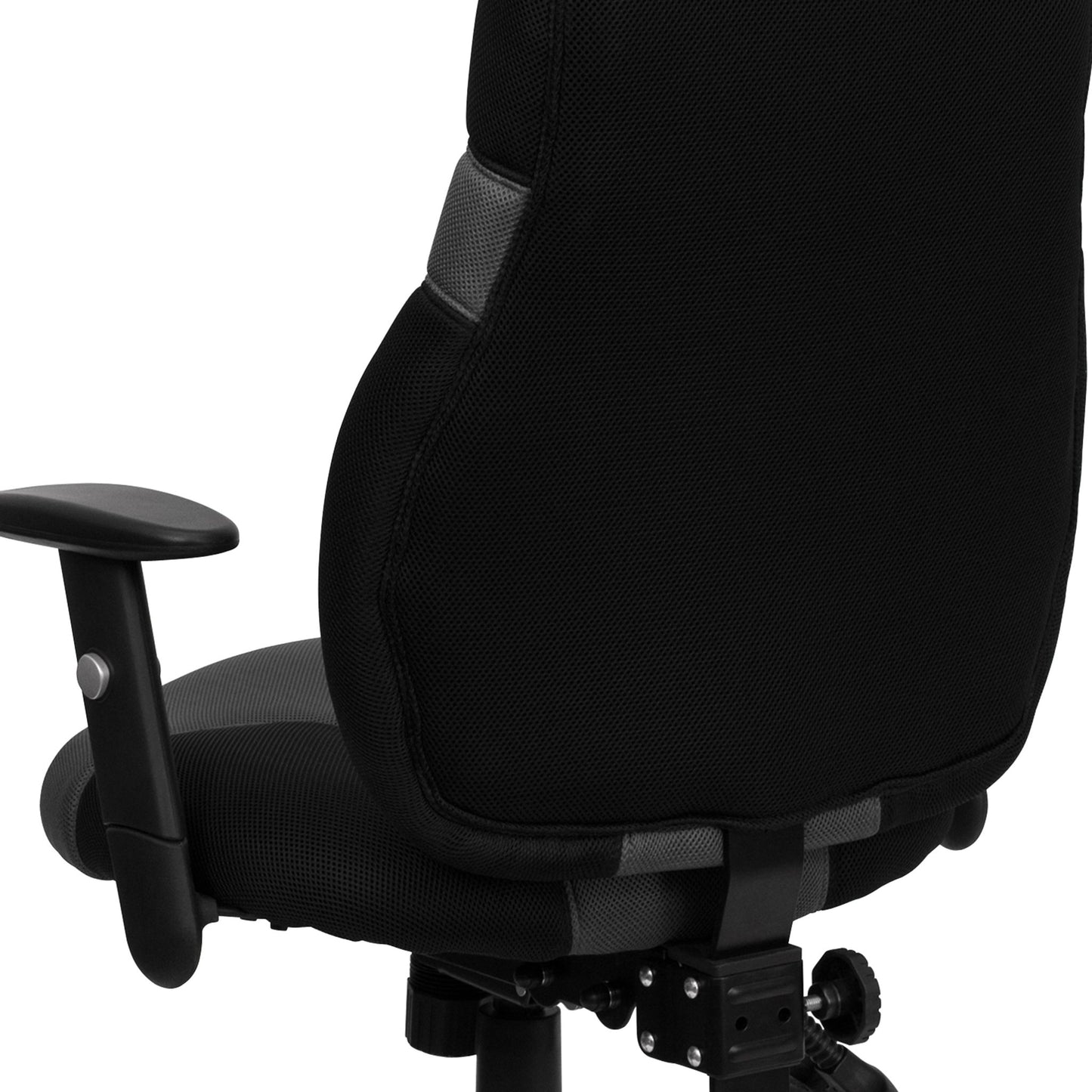 Abbott Swivel Task Office Chair with Adjustable Arms, High Black Back Ergonomic and Gray Mesh by Flash Furniture - SchoolOutlet