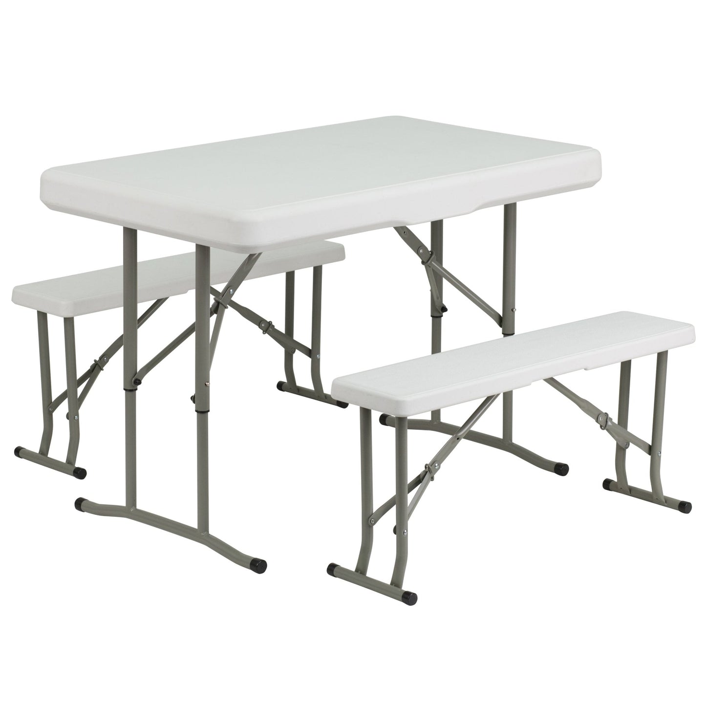Rowan 3 Piece Portable Plastic Folding Bench and Table Set by Flash Furniture - SchoolOutlet