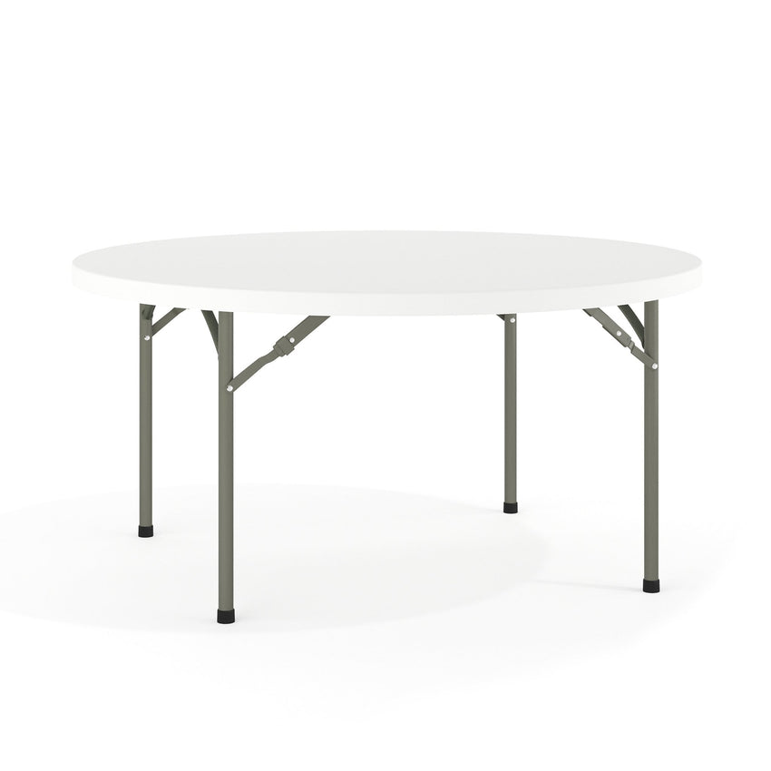Elon 5 - Foot Round Plastic Folding Table for Banquet and Events, 880 LB Static Load Capacity - Granite White by Flash Furniture - SchoolOutlet
