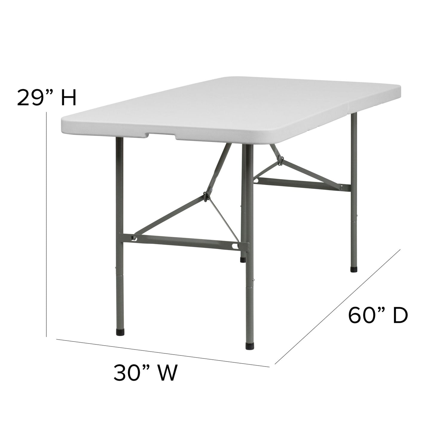 Elon 5 - Foot Bi - Fold Rectangular Plastic Folding Table for Banquet and Events - Granite White by Flash Furniture - SchoolOutlet