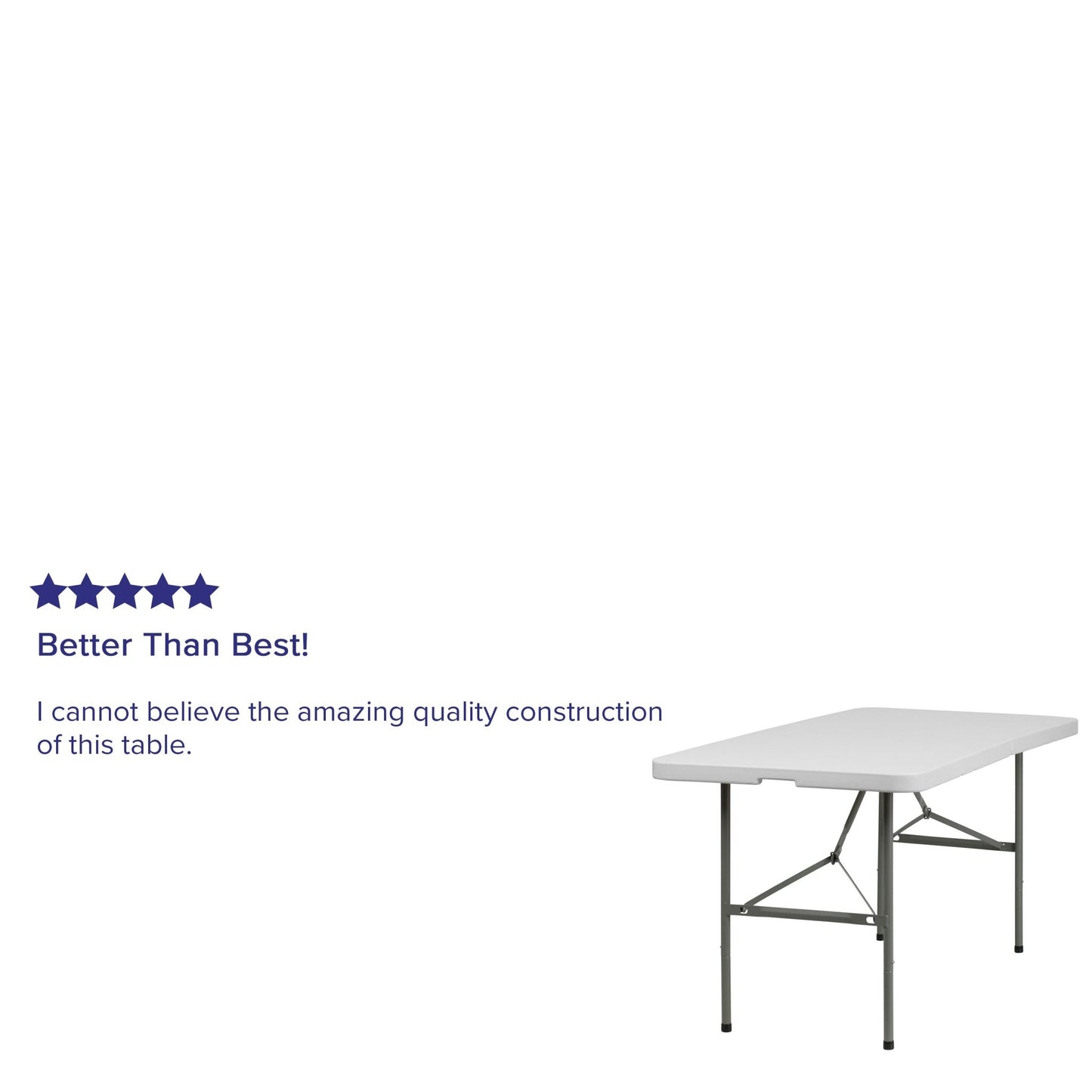 Elon 5 - Foot Bi - Fold Rectangular Plastic Folding Table for Banquet and Events - Granite White by Flash Furniture - SchoolOutlet