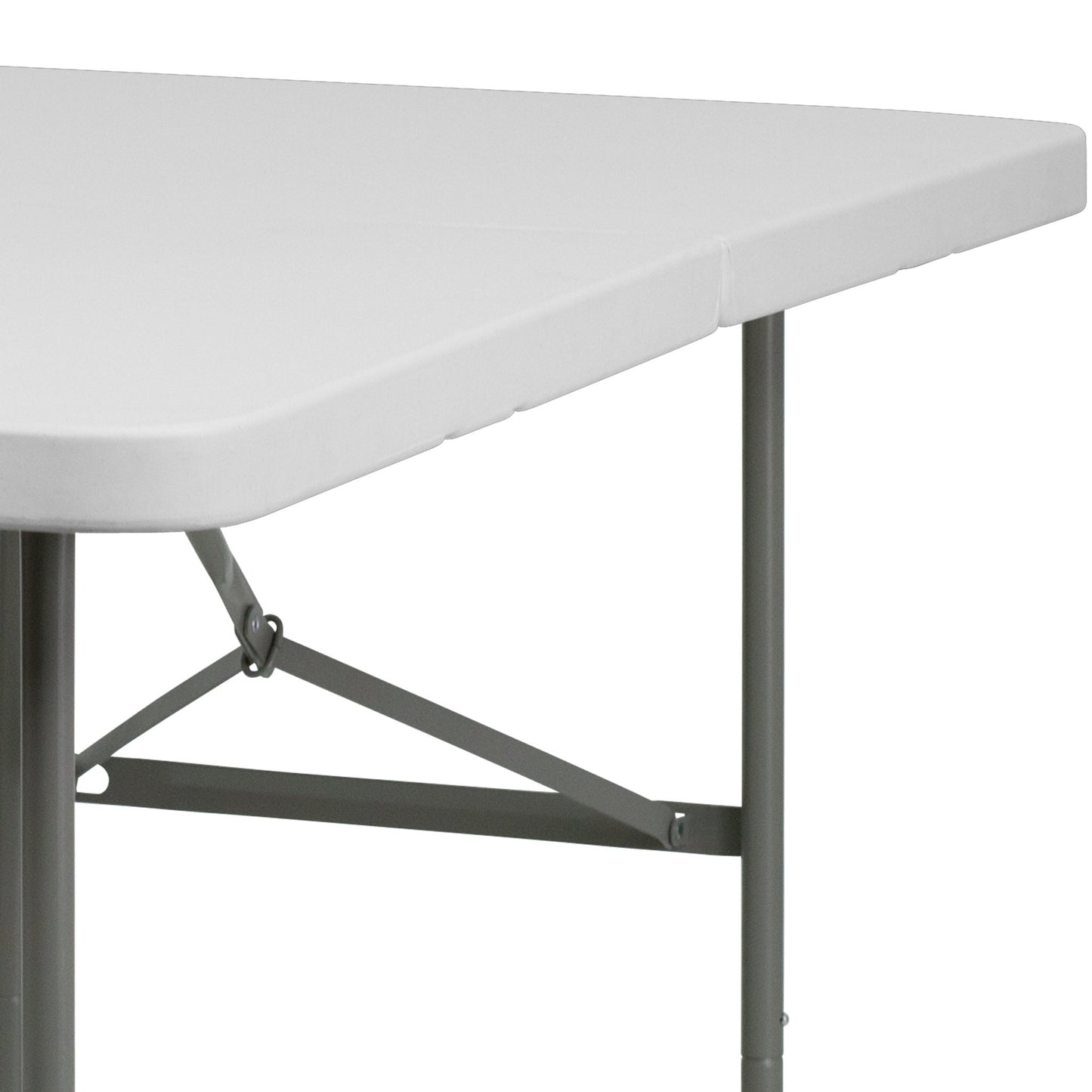Elon 5 - Foot Bi - Fold Rectangular Plastic Folding Table for Banquet and Events - Granite White by Flash Furniture - SchoolOutlet