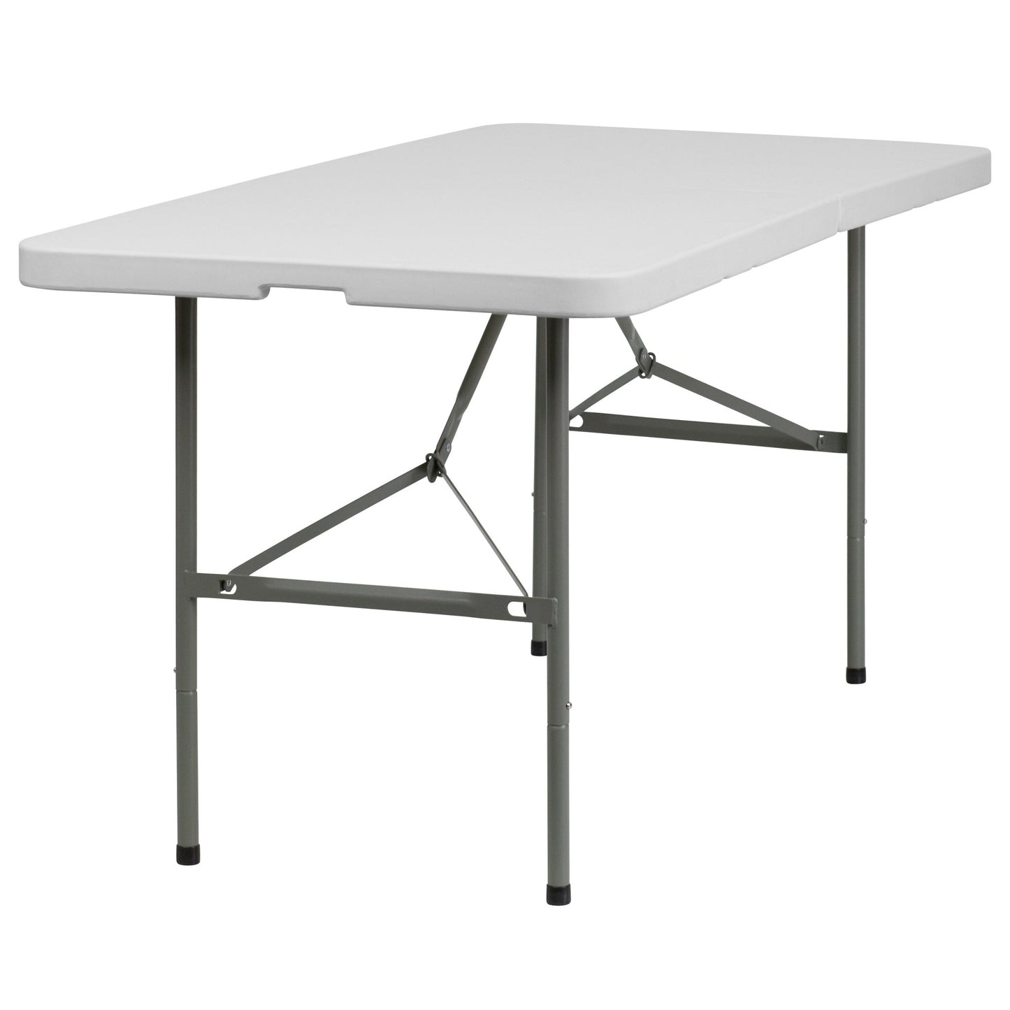 Elon 5 - Foot Bi - Fold Rectangular Plastic Folding Table for Banquet and Events - Granite White by Flash Furniture - SchoolOutlet