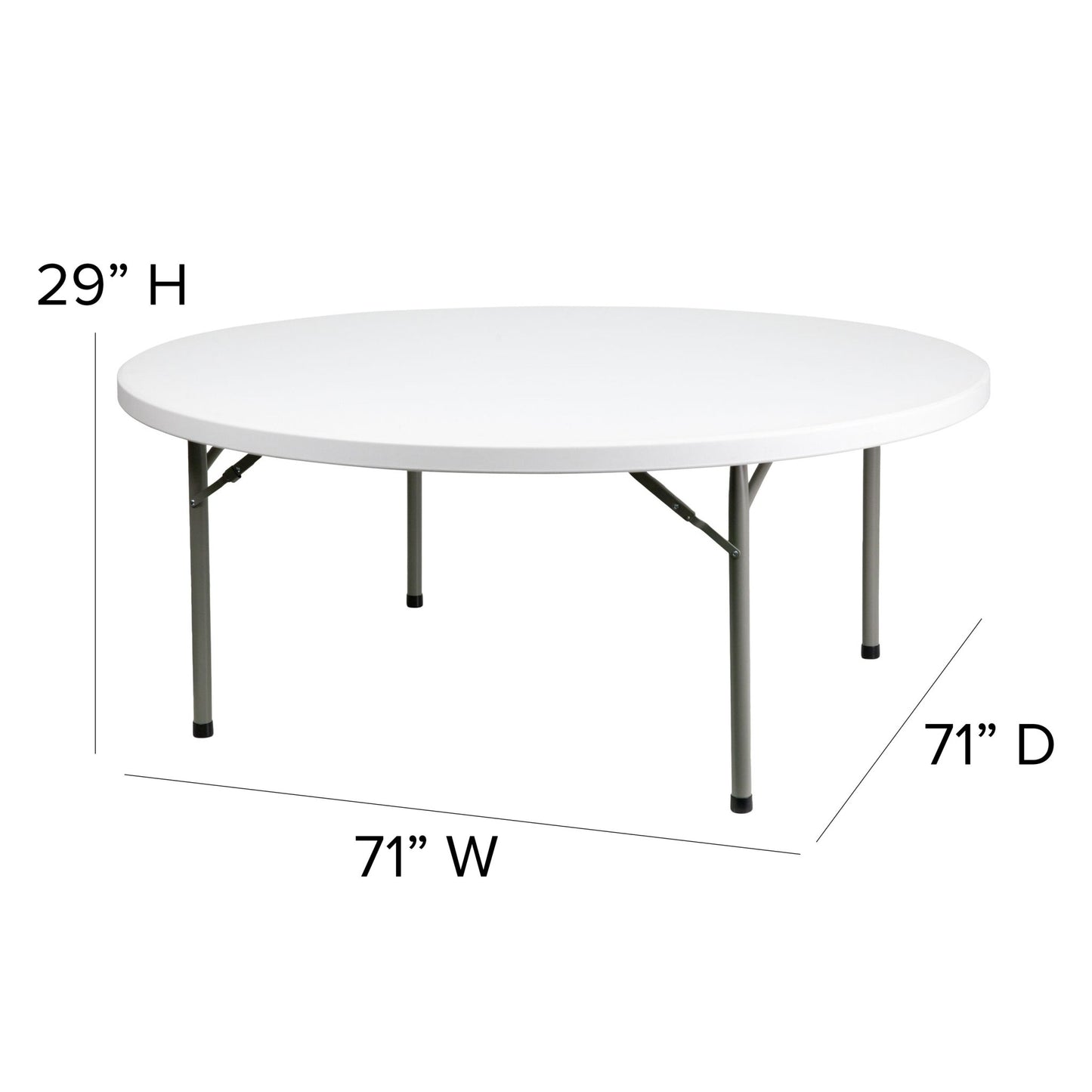 Elon 6 - Foot Round Plastic Folding Table for Banquet and Events, 1100 LB Static Load Capacity - Granite White by Flash Furniture - SchoolOutlet